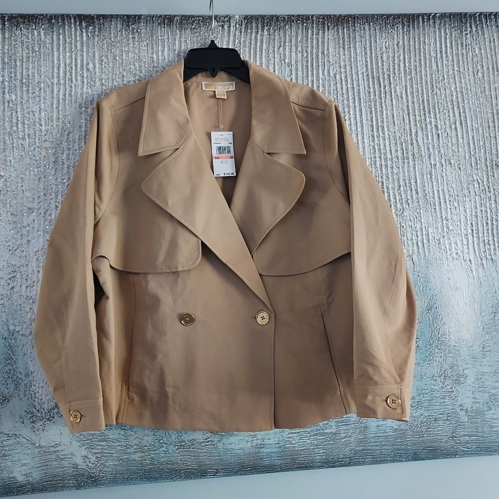 Women's Tan Double-Breasted Jacket